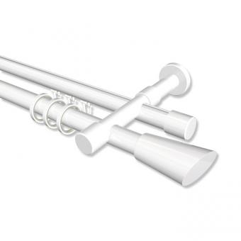 Rundrohr-Innenlauf Gardinenstange Aluminium / Metall 20 mm Ø 2-läufig PRESTIGE - Bento Weiß 100 cm