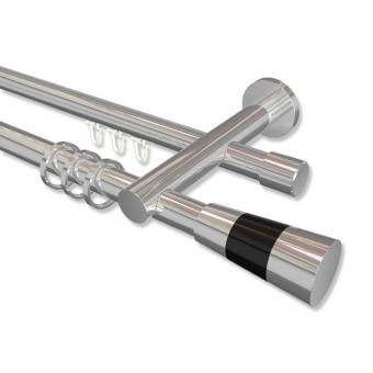 Rundrohr-Innenlauf Gardinenstange Aluminium / Metall 20 mm Ø 2-läufig PLATON - Tanara Chrom 100 cm