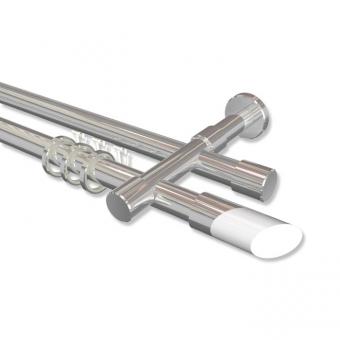 Rundrohr-Innenlauf Gardinenstange Aluminium / Metall 20 mm Ø 2-läufig PRESTIGE - Verano Chrom 100 cm