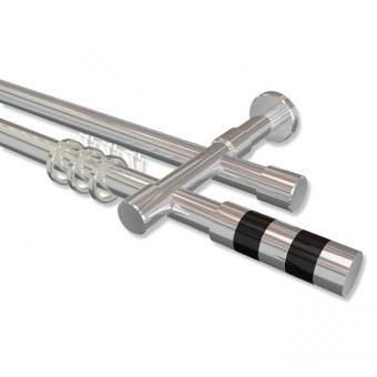 Rundrohr-Innenlauf Gardinenstange Aluminium / Metall 20 mm Ø 2-läufig PRESTIGE - Mavell Chrom 100 cm