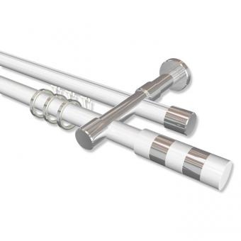 Rundrohr-Innenlauf Gardinenstange Aluminium / Metall 20 mm Ø 2-läufig PRESTIGE - Mavell Weiß / Chrom 100 cm