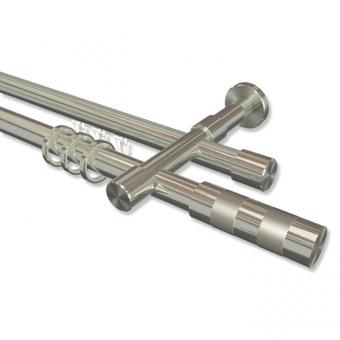 Rundrohr-Innenlauf Gardinenstange Edelstahl-Optik 20 mm Ø 2-läufig PRESTIGE - Mavell 100 cm