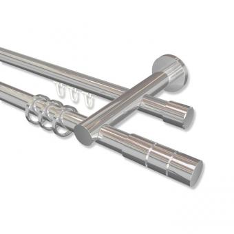 Rundrohr-Innenlauf Gardinenstange Aluminium / Metall 20 mm Ø 2-läufig PLATON - Elanto Chrom 100 cm