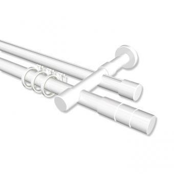 Rundrohr-Innenlauf Gardinenstange Aluminium / Metall 20 mm Ø 2-läufig PRESTIGE - Elanto Weiß 100 cm
