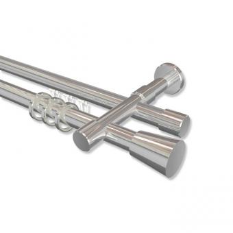 Rundrohr-Innenlauf Gardinenstange Aluminium / Metall 20 mm Ø 2-läufig PRESTIGE - Sitra Chrom 100 cm