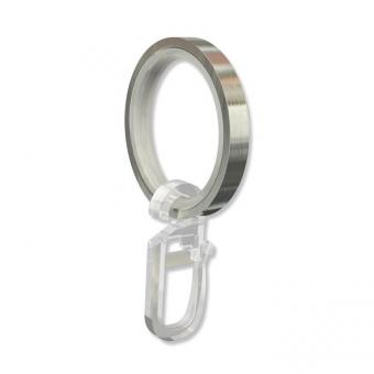 Ringe (Flachringe) mit Einlage Edelstahl-Optik Typ E16 für Gardinenstangen 16 mm Ø 10 Stück