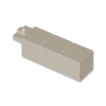 Endstücke Cubes (Rillenquader) Satin-Silber für Innenlaufstangen 20x20 mm (2 Stück) 