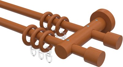 Gardinenstange Holz 16 mm Ø 2-läufig ADRIAN - Pin Kirschbaum lackiert 100 cm