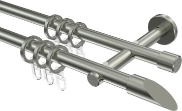 Gardinenstange Edelstahl 16 mm Ø 2-läufig MEDIUM - Santoni 100 cm