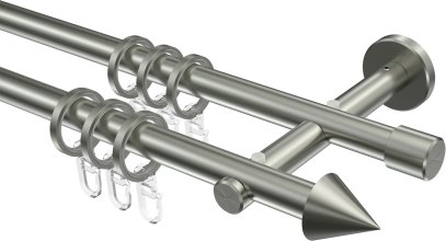 Gardinenstange Edelstahl 16 mm Ø 2-läufig MEDIUM - Scarano 100 cm