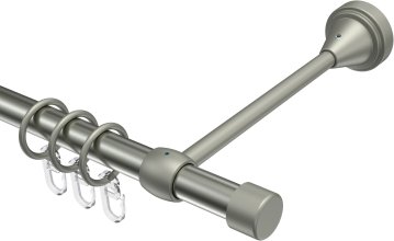 Gardinenstange Metall 16 mm Ø PRIMUS - Lucan Edelstahl-Optik / Chrom matt 100 cm