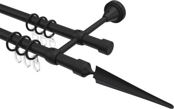 Gardinenstange Metall 16 mm Ø 2-läufig PRIMUS - Lorenzo Schwarz 100 cm