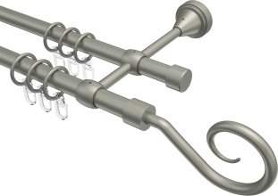 Gardinenstange Metall 16 mm Ø 2-läufig PRIMUS - Allegra Chrom matt 100 cm