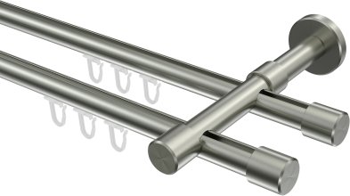 Innenlauf Gardinenstange Edelstahl-Optik 16 mm Ø 2-läufig SINUX - Casa 100 cm