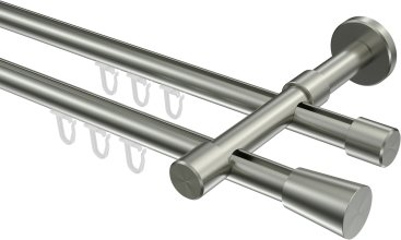 Innenlauf Gardinenstange Edelstahl-Optik 16 mm Ø 2-läufig SINUX - Carelli 100 cm