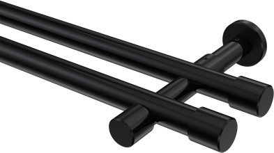 Gardinenstange Metall 20 mm Ø 2-läufig PRESTIGE - Santo Schwarz (ohne Ringe) 100 cm