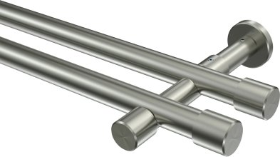 Gardinenstange Edelstahl-Optik 20 mm Ø 2-läufig PRESTIGE - Santo (ohne Ringe) 100 cm