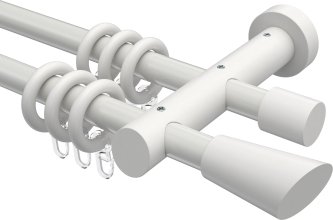 Gardinenstange Metall / Holz 20 mm Ø 2-läufig TALENA - Bero Weiß lackiert 100 cm