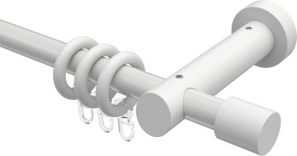 Gardinenstange Metall / Holz 20 mm Ø TALENA - Feta Weiß lackiert 100 cm