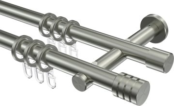 Gardinenstange Edelstahl 20 mm Ø 2-läufig TREND - Fario 100 cm