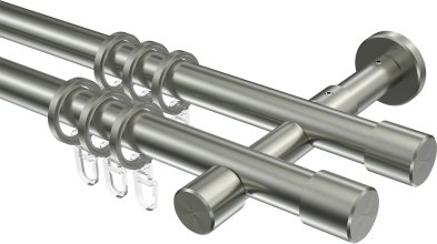 Gardinenstange Edelstahl-Optik 20 mm Ø 2-läufig PRESTIGE - Santo 100 cm