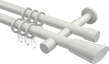 Gardinenstange Metall 20 mm Ø 2-läufig PRESTIGE - Bento Weiß 100 cm