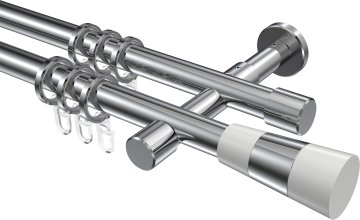 Gardinenstange Metall 20 mm Ø 2-läufig PRESTIGE - Tanara Chrom 100 cm