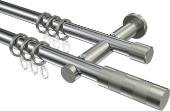 Gardinenstange Metall 20 mm Ø 2-läufig PLATON - Mavell Chrom / Edelstahl-Optik 100 cm