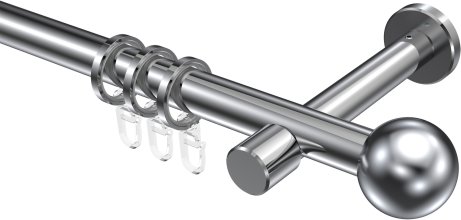 Gardinenstange Metall 20 mm Ø PRESTIGE - Luino Chrom 100 cm