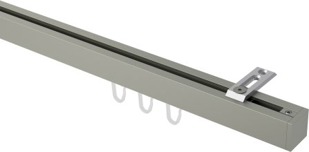 Innenlauf Gardinenstange Deckenmontage Aluminium / Metall eckig 20x20 mm QUADLINE (Universal) - Sono Satin-Silber 100 cm