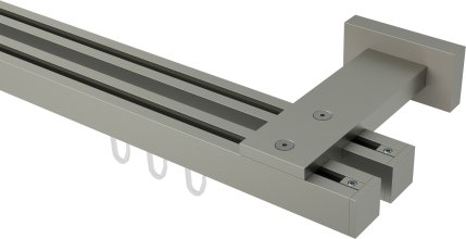 Innenlauf Gardinenstange Aluminium / Metall eckig 20x20 mm 2-läufig QUADLINE - Sono Satin-Silber 100 cm