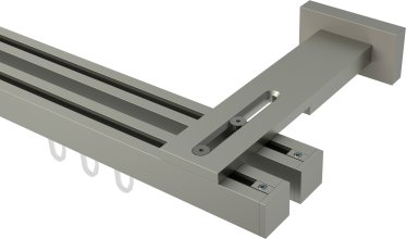 Innenlauf Gardinenstange Aluminium / Metall eckig 20x20 mm 2-läufig QUADLINE (Multi) - Sono Satin-Silber 100 cm