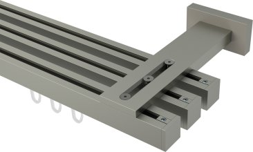 Innenlauf Gardinenstange Aluminium / Metall eckig 20x20 mm 3-läufig QUADLINE (Multi) - Sono Satin-Silber 100 cm