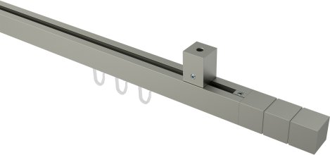 Innenlauf Gardinenstange Deckenmontage Aluminium / Metall eckig 20x20 mm QUADLINE - Cubes Satin-Silber 100 cm