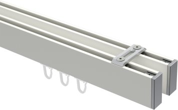 Innenlauf Gardinenstange Deckenmontage Aluminium / Metall eckig 14x35 mm 2-läufig SMARTLINE (Universal) - Paxo Weiß / Chrom 100 cm