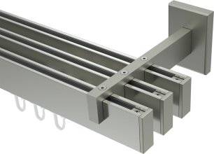 Innenlauf Gardinenstange Edelstahl-Optik eckig 14x35 mm 3-läufig SMARTLINE - Paxo (WA lang) 100 cm