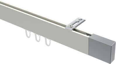 Innenlauf Gardinenstange Deckenmontage Aluminium / Metall eckig 14x35 mm SMARTLINE (Universal) - Lox Weiß / Chrom 100 cm