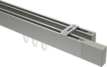 Innenlauf Gardinenstange Deckenmontage Edelstahl-Optik eckig 14x35 mm 2-läufig SMARTLINE (Universal) - Lox 100 cm