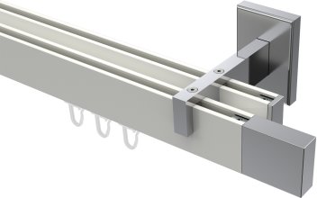 Innenlauf Gardinenstange Aluminium / Metall eckig 14x35 mm 2-läufig SMARTLINE - Lox Weiß / Chrom 100 cm