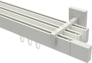 Innenlauf Gardinenstange Aluminium / Metall eckig 14x35 mm 3-läufig SMARTLINE - Lox Weiß 100 cm