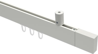 Innenlauf Gardinenstange Deckenmontage Aluminium / Metall eckig 14x35 mm SONIUS - Lox Weiß 100 cm