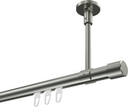 Innenlauf Gardinenstange Edelstahl-Optik 20 mm Ø SONETTE - Santo 100 cm