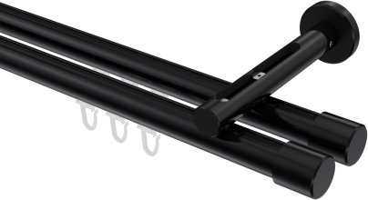 Innenlauf Gardinenstange Aluminium / Metall 20 mm Ø 2-läufig SITENO - Santo Schwarz 100 cm