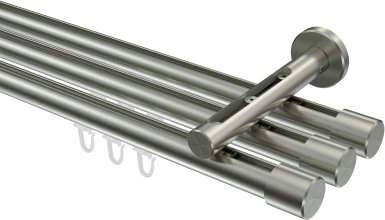 Innenlauf Gardinenstange Edelstahl-Optik 20 mm Ø 3-läufig SITENO - Santo 100 cm