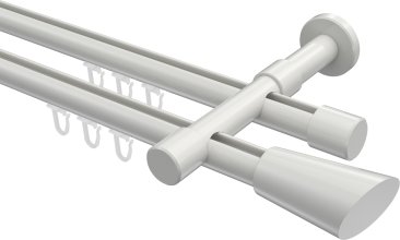Innenlauf Gardinenstange Aluminium / Metall 20 mm Ø 2-läufig PRESTIGE - Bento Weiß 100 cm
