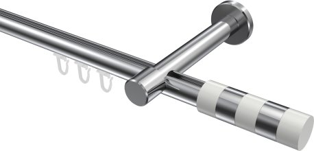 Innenlauf Gardinenstange Aluminium / Metall 20 mm Ø PRESTIGE - Mavell Chrom 100 cm