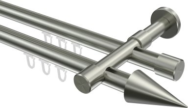 Innenlauf Gardinenstange Edelstahl-Optik 20 mm Ø 2-läufig PRESTIGE - Savio 100 cm