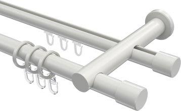 Rundrohr-Innenlauf Gardinenstange Aluminium / Metall 20 mm Ø 2-läufig PLATON - Santo Weiß 100 cm