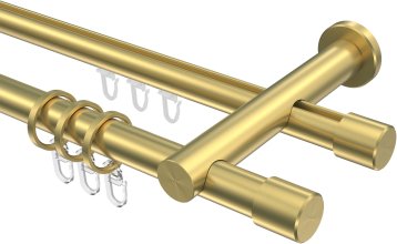 Rundrohr-Innenlauf Gardinenstange Messing-Optik 20 mm Ø 2-läufig PLATON - Santo 100 cm