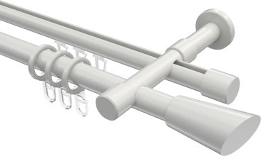 Rundrohr-Innenlauf Gardinenstange Aluminium / Metall 20 mm Ø 2-läufig PRESTIGE - Bento Weiß 100 cm